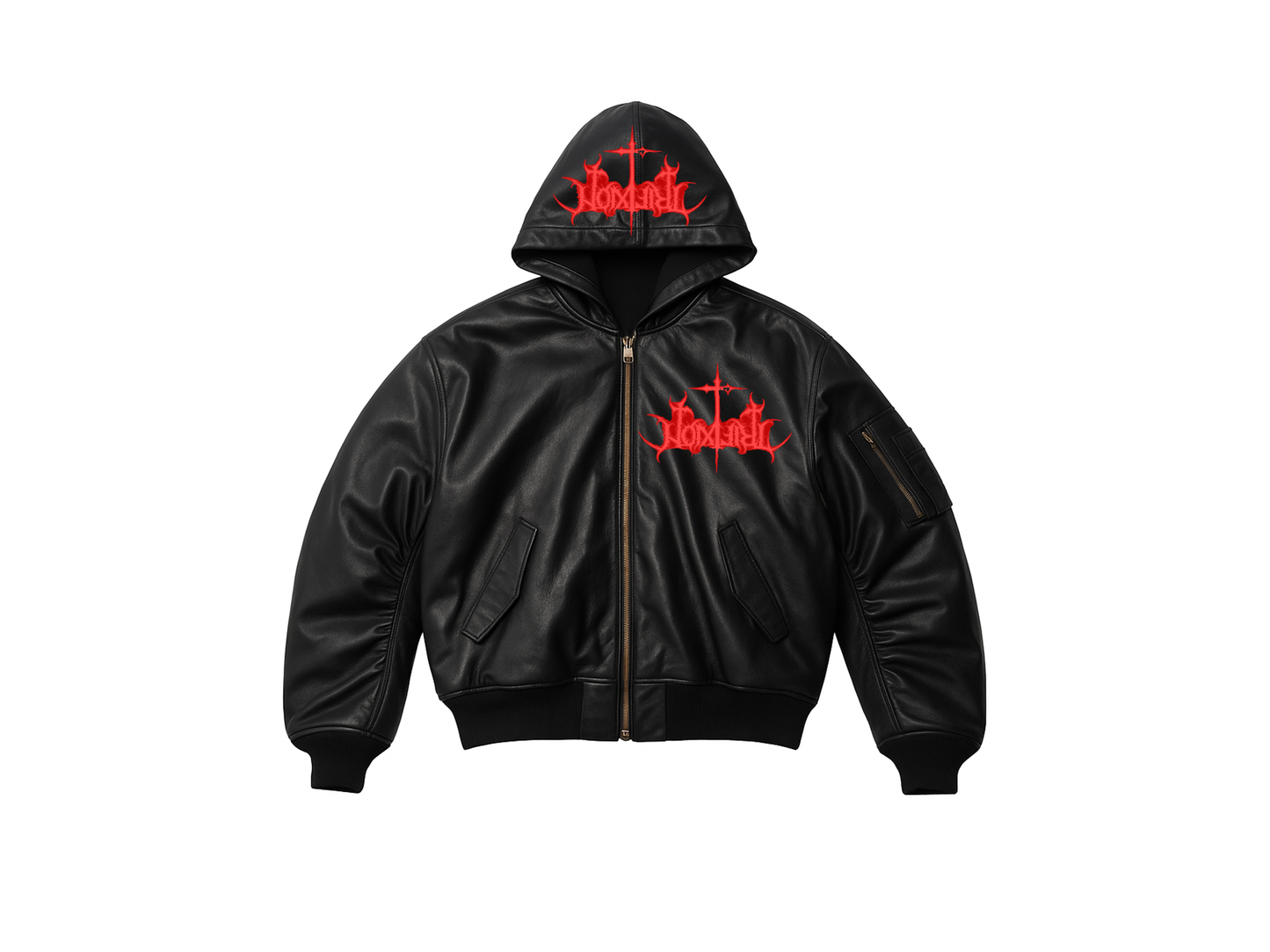 KNALL3R x LEEKSTUPIDASS LEATHER BOMBER
