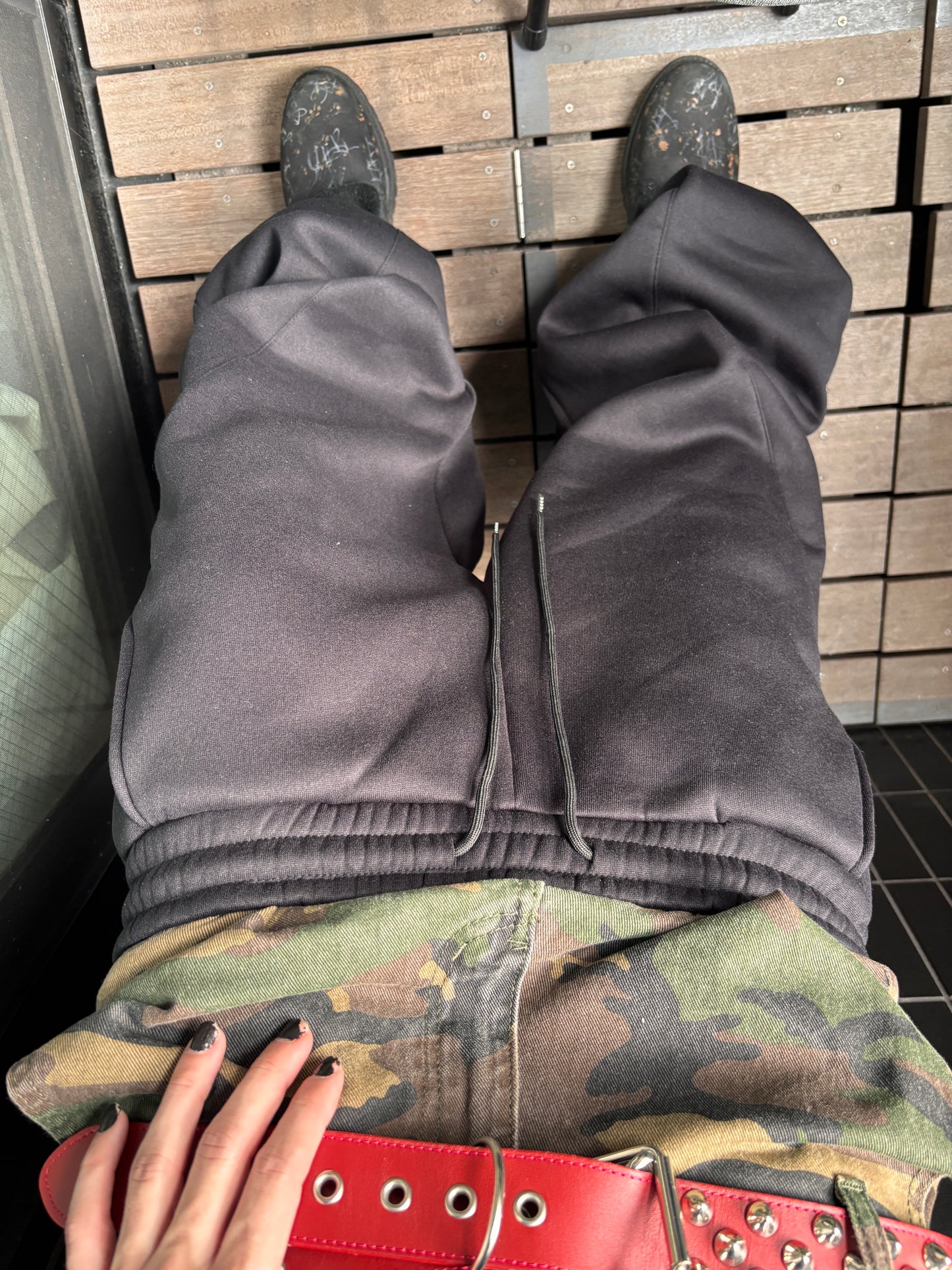KNALL3R DENIM CAMO DOUBLE LAYERED SWEATS