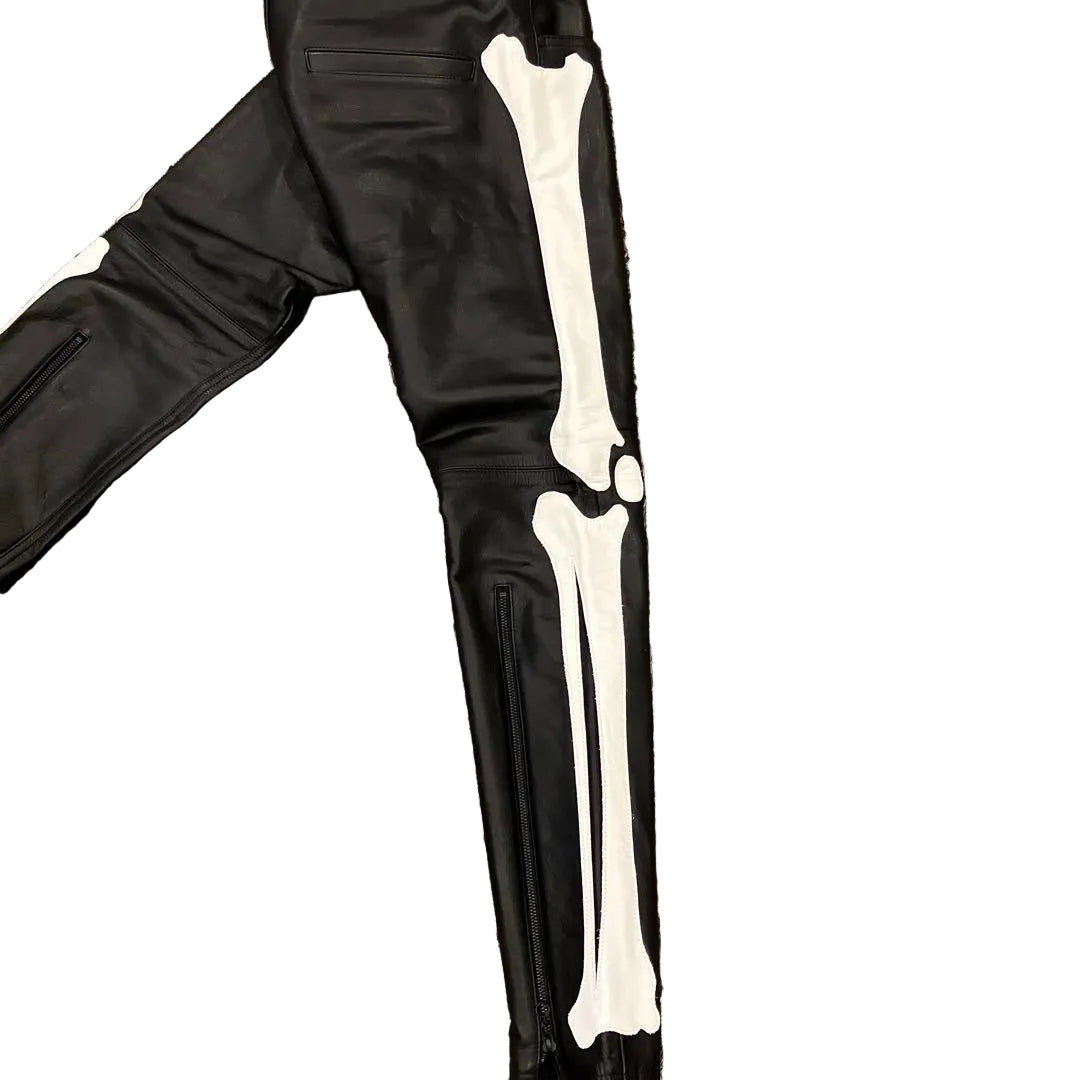 BLACKMEANS BONE LEATHER PANTS