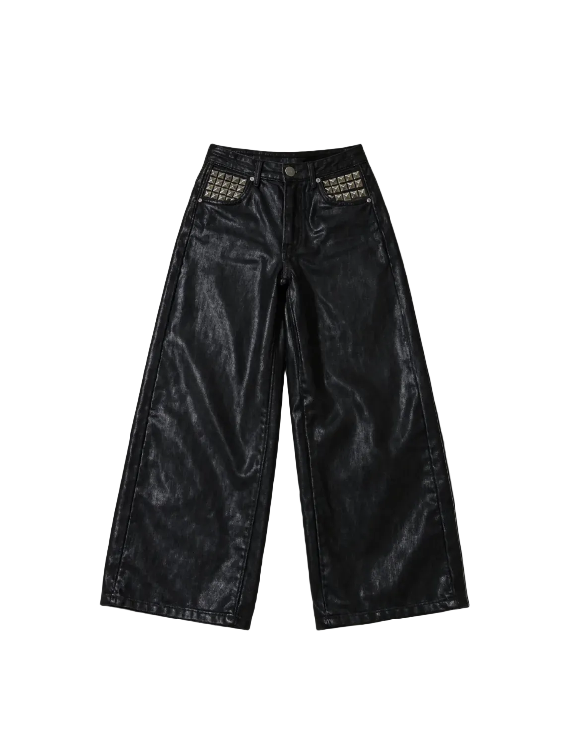 WAX STUDED PANTS BLACK