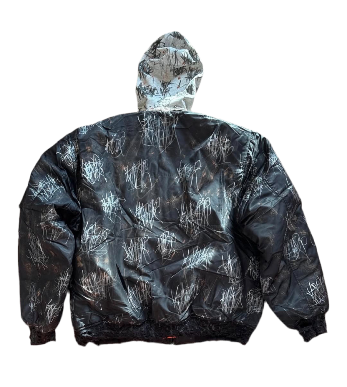 KNALL3R DISTRESSED GRAFFITI BOMBER