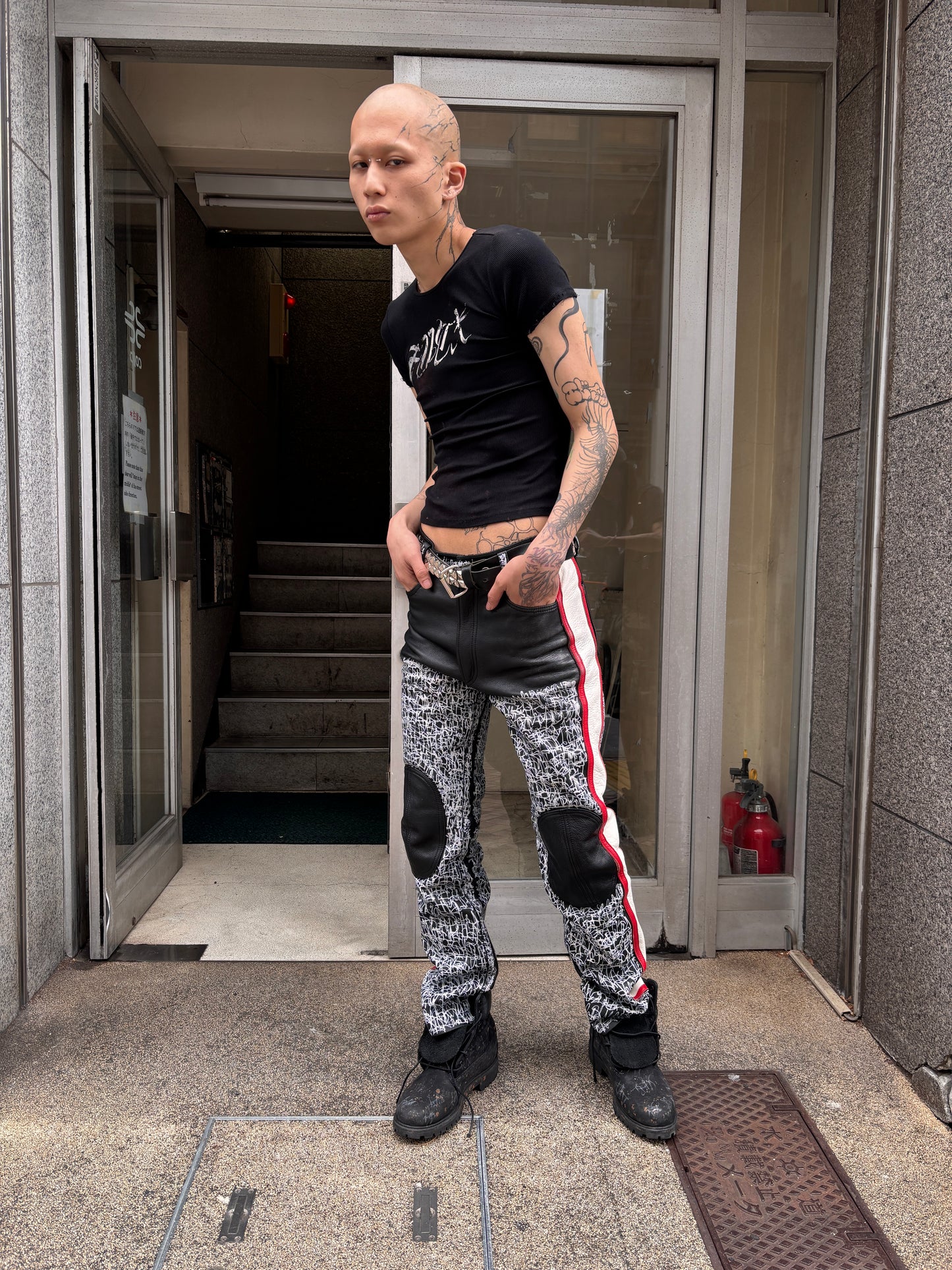 KNALL3R LEATHER BIKER PANTS