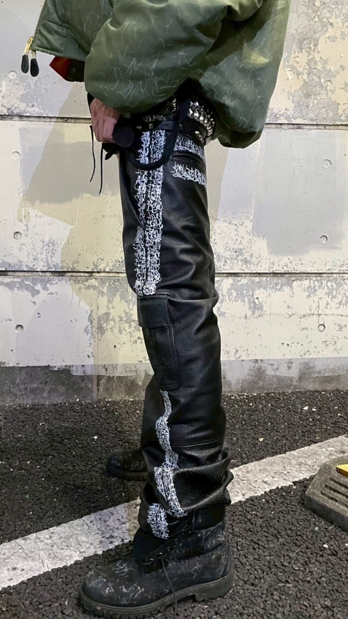 KNALL3R LEATHER CARGO PANTS