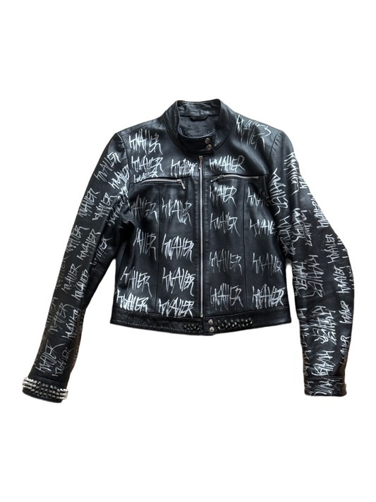 KNALL3R CROPPED STUDDED LEATHER JACKET