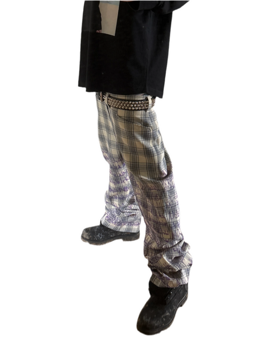 90S CHECKED GRAFFITI PANTS