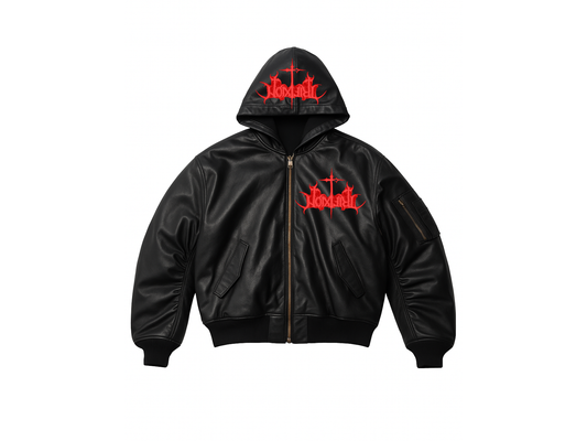 KNALL3R x LEEKSTUPIDASS LEATHER BOMBER
