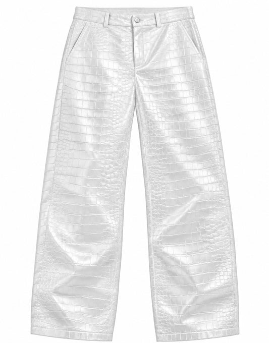 KNALL3R CROCODILE PANTS WHITE