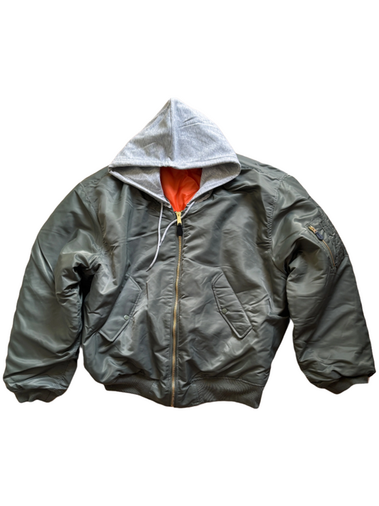 HOODED BOMBER GREEN