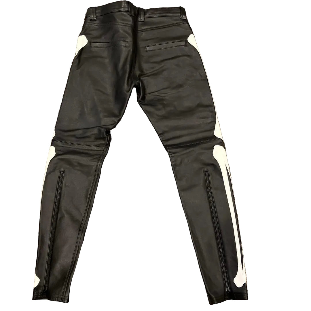BLACKMEANS BONE LEATHER PANTS