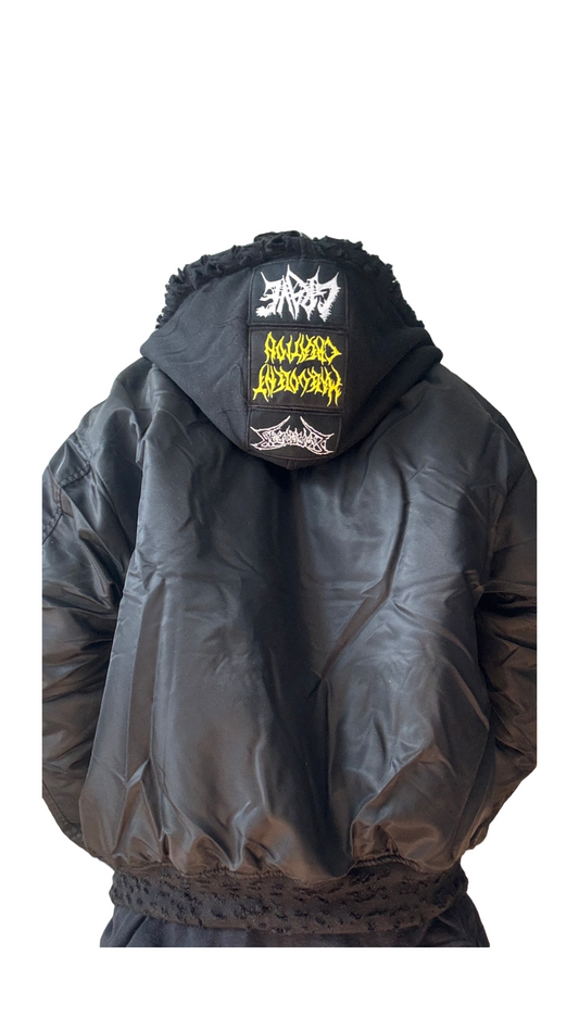 MIXED DISTRESSED PATCH BOMBER