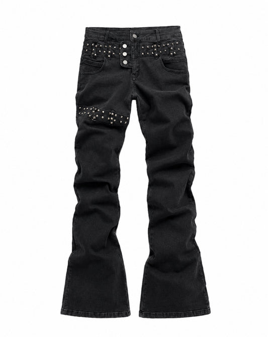 KNALL3R STUDDED DENIM FLARE