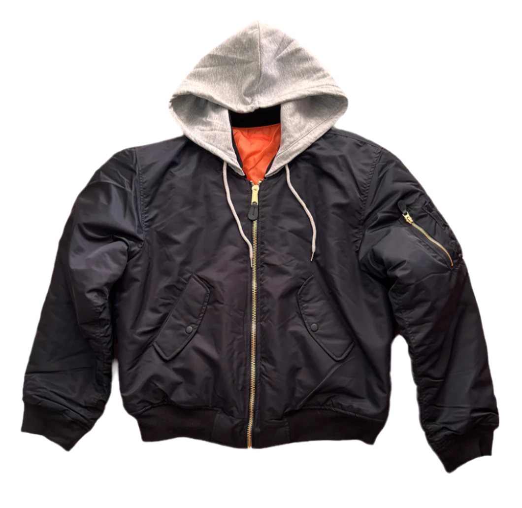 HOODED BOMBER BLACK