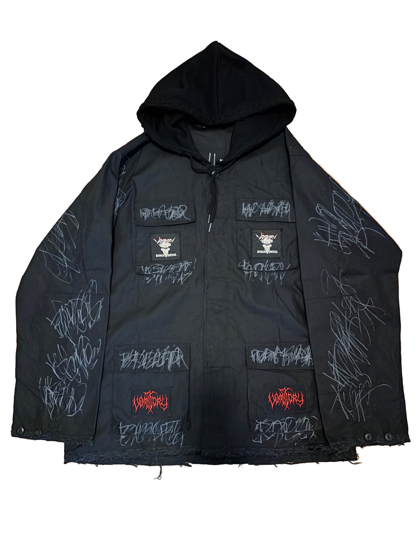 KNALL3R HOODED PATCH WORK JACKET