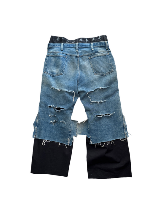 KNALL3R DOUBLE LAYERED DENIM PANTS