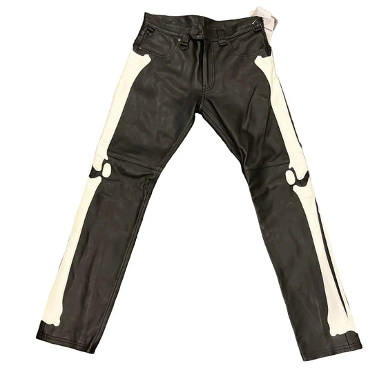 BLACKMEANS BONE LEATHER PANTS