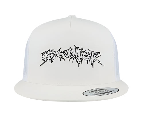 ALL WHITE KNAL3R LOGO SNAPBACK