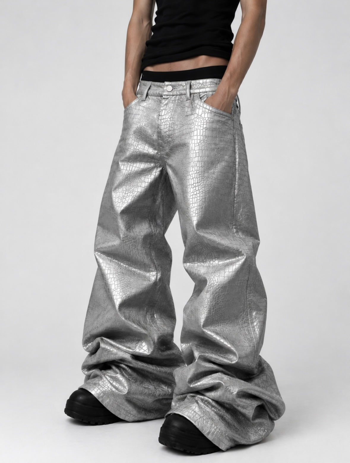 KNALL3R SILVER CROC PANTS